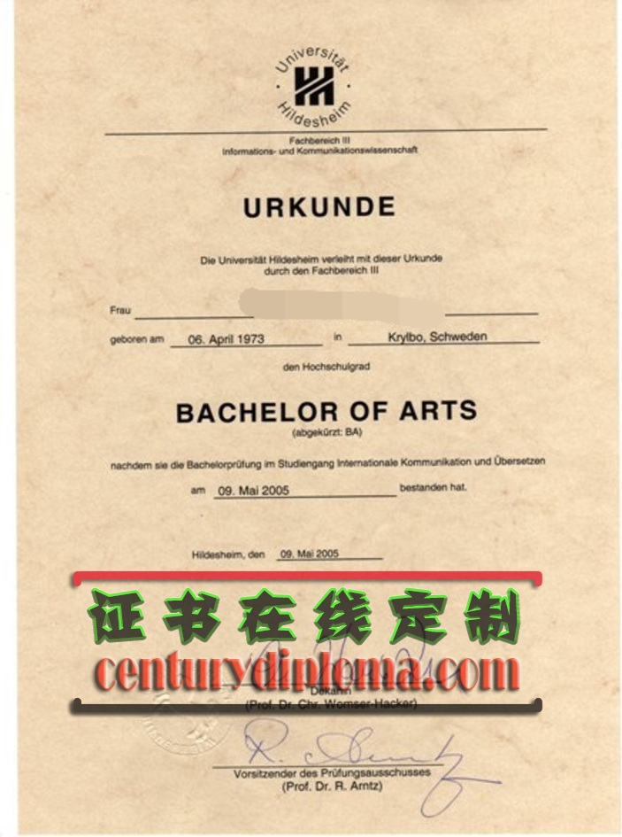 希尔德斯海姆大学毕业证书设计与制作