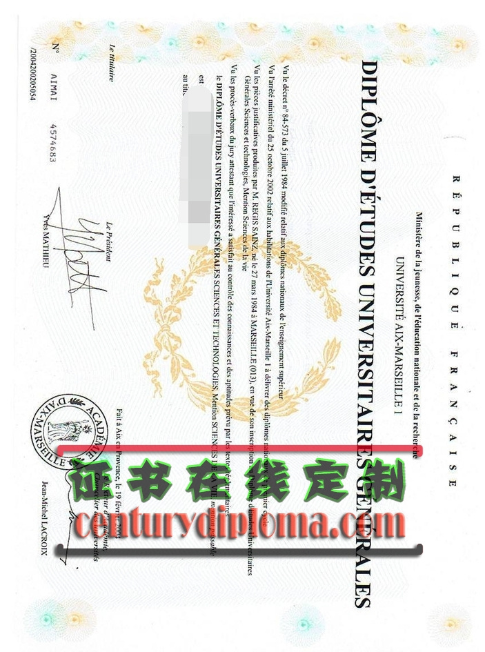 艾克斯-马赛一大毕业证 | 一比一原版详解